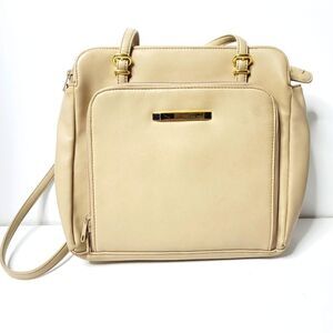 Vintage 90s Y2K Neutral Minimalist Multi Pocket Shoulder Purse Everyday Bag